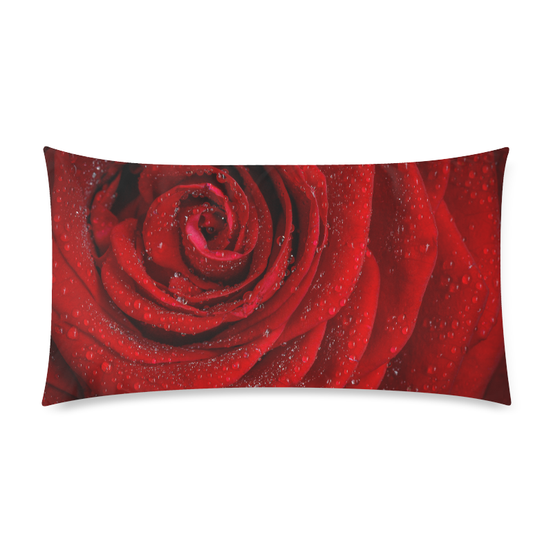 Red rosa Rectangle Pillow Case 20"x36"(Twin Sides)
