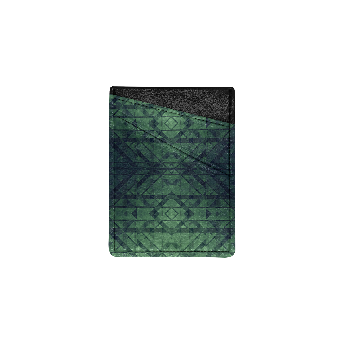 Green Geometric Design Cell Phone Card Holder