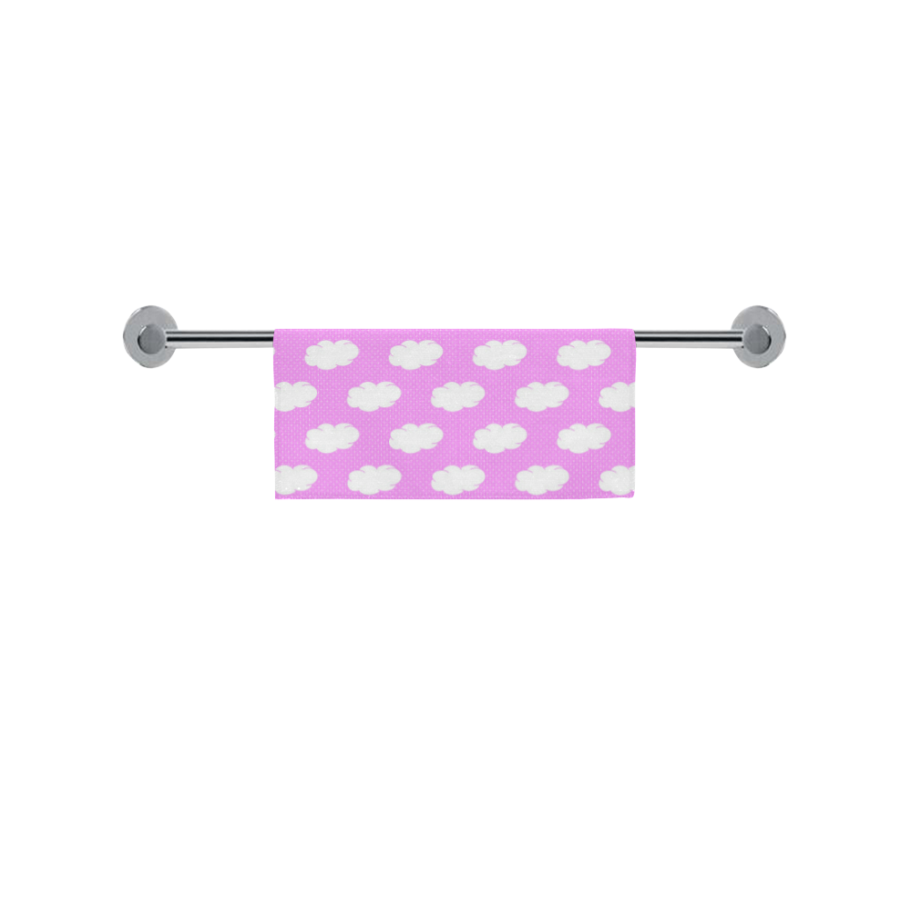 Clouds and Polka Dots on Pink Square Towel 13“x13”