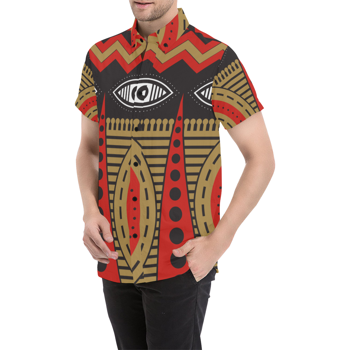 illuminati tribal Men's All Over Print Short Sleeve Shirt/Large Size (Model T53)