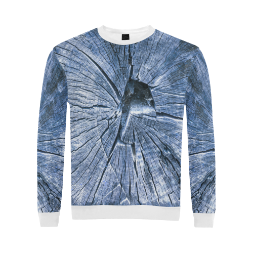 Asymmmetric Blue tile tree All Over Print Crewneck Sweatshirt for Men/Large (Model H18)