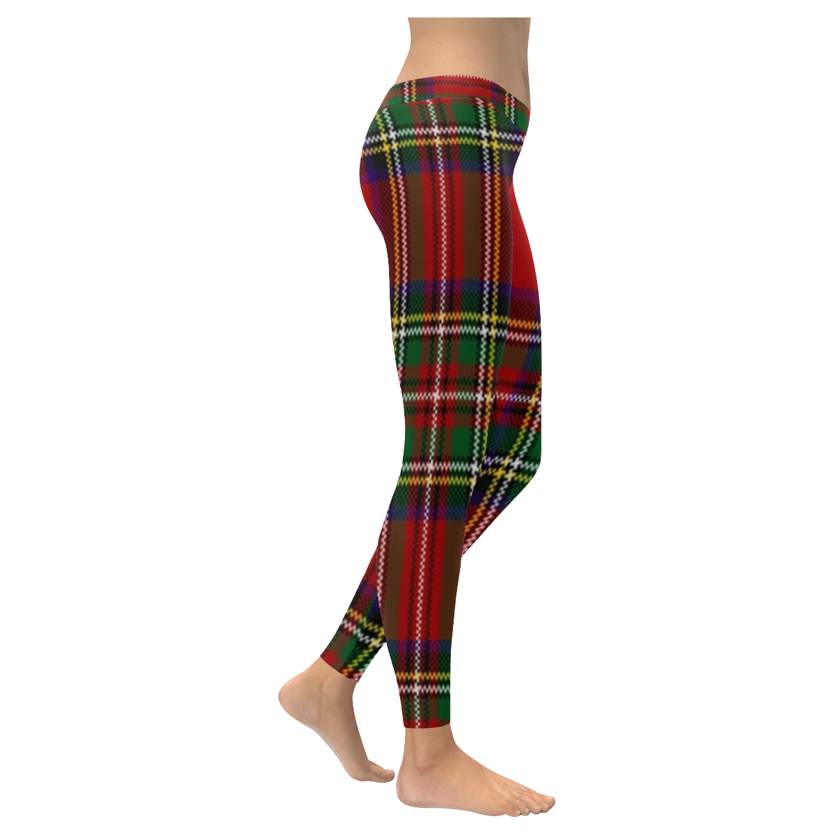 Red Tartan Plaid Women's Low Rise Leggings (Invisible Stitch) (Model L05)
