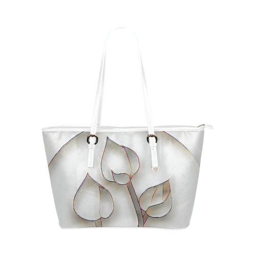 Silver Lotus Leather Tote Bag/Small (Model 1651)