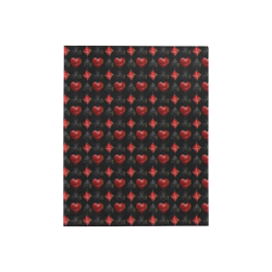 Las Vegas Black and Red Casino Poker Card Shapes on Black Quilt 40"x50"