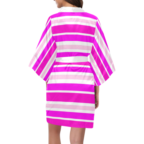 Summer Pinks Stripes Kimono Robe