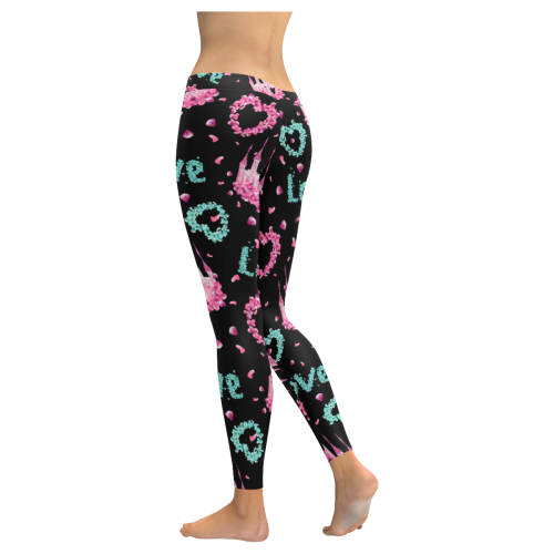 mickeylove10blacklegging Women's Low Rise Leggings (Invisible Stitch) (Model L05)