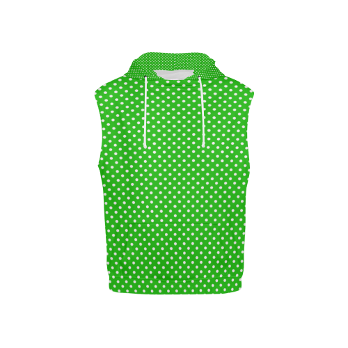 Green polka dots All Over Print Sleeveless Hoodie for Kid (Model H15)