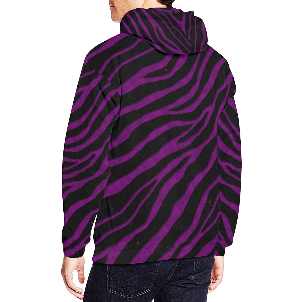Ripped SpaceTime Stripes - Purple All Over Print Hoodie for Men (USA Size) (Model H13)