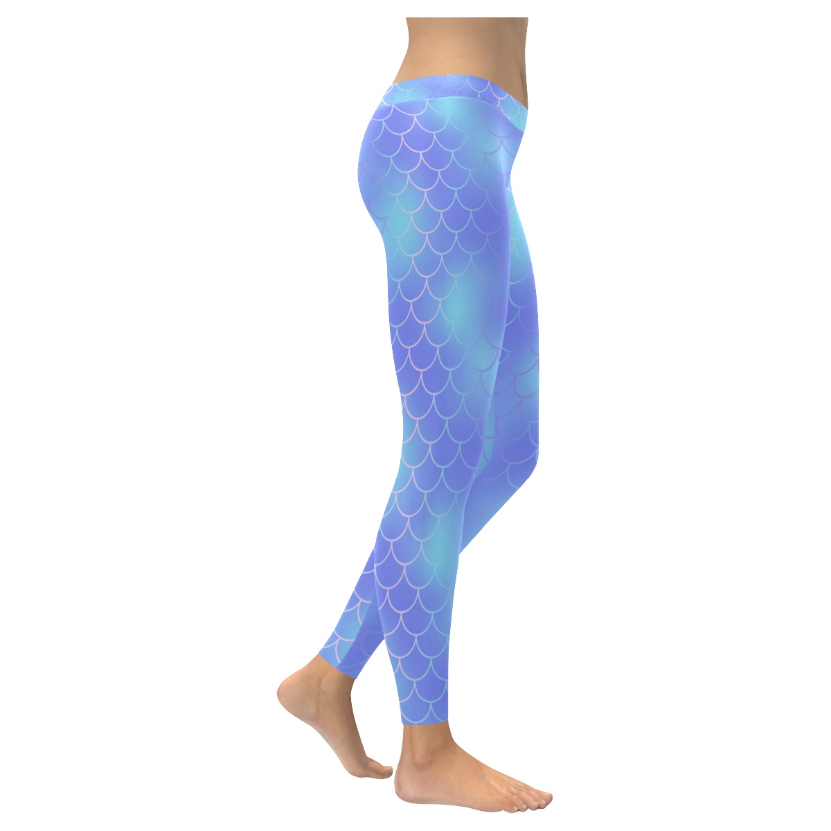 Retro Purple Mermaid Women's Low Rise Leggings (Invisible Stitch) (Model L05)