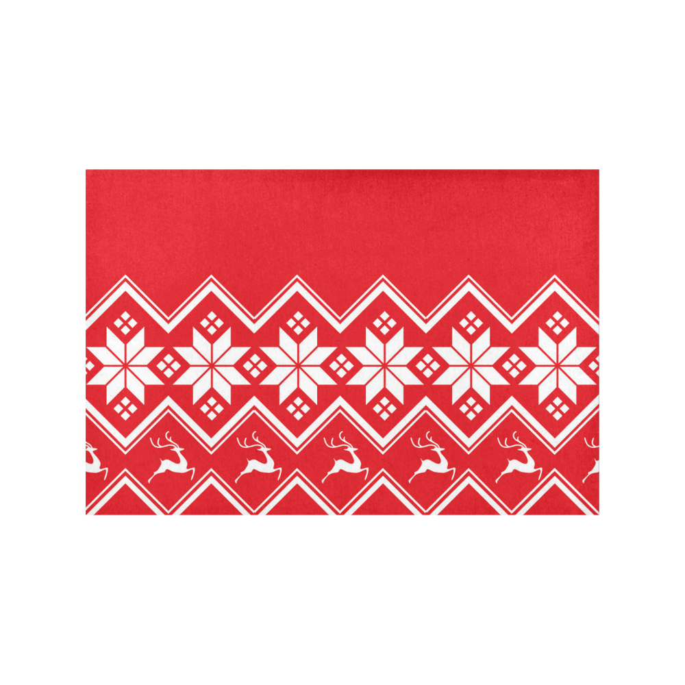 Christmas Reindeer Snowflake Red Placemat 12’’ x 18’’ (Set of 2)