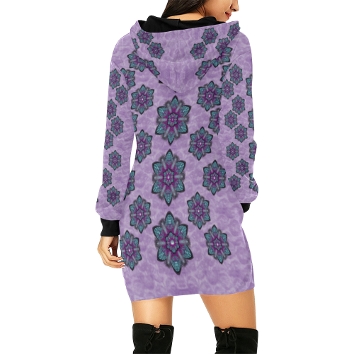 a gift with flowers stars and bubble wrap All Over Print Hoodie Mini Dress (Model H27)