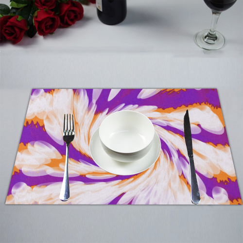 Purple Orange Tie Dye Swirl Abstract Placemat 14’’ x 19’’