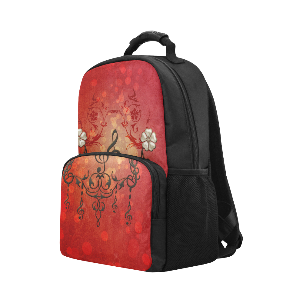 Music clef with floral design Unisex Laptop Backpack (Model 1663)