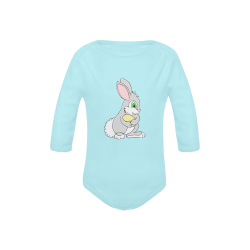 Easter Bunny Blue Baby Powder Organic Long Sleeve One Piece (Model T27)