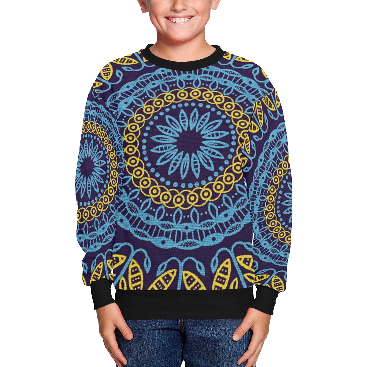 MANDALA PLANETS ALIGN Kids' All Over Print Sweatshirt (Model H37)