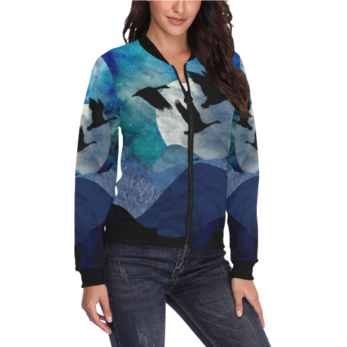 Night In The Mountains All Over Print Bomber Jacket for Women (Model H36)