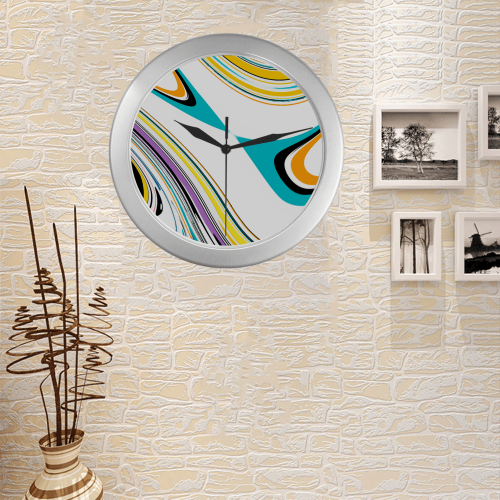 untitledabstract Silver Color Wall Clock