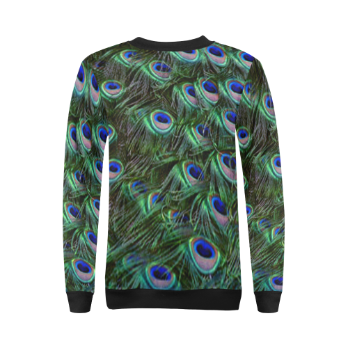 Peacock Feathers All Over Print Crewneck Sweatshirt for Women (Model H18)