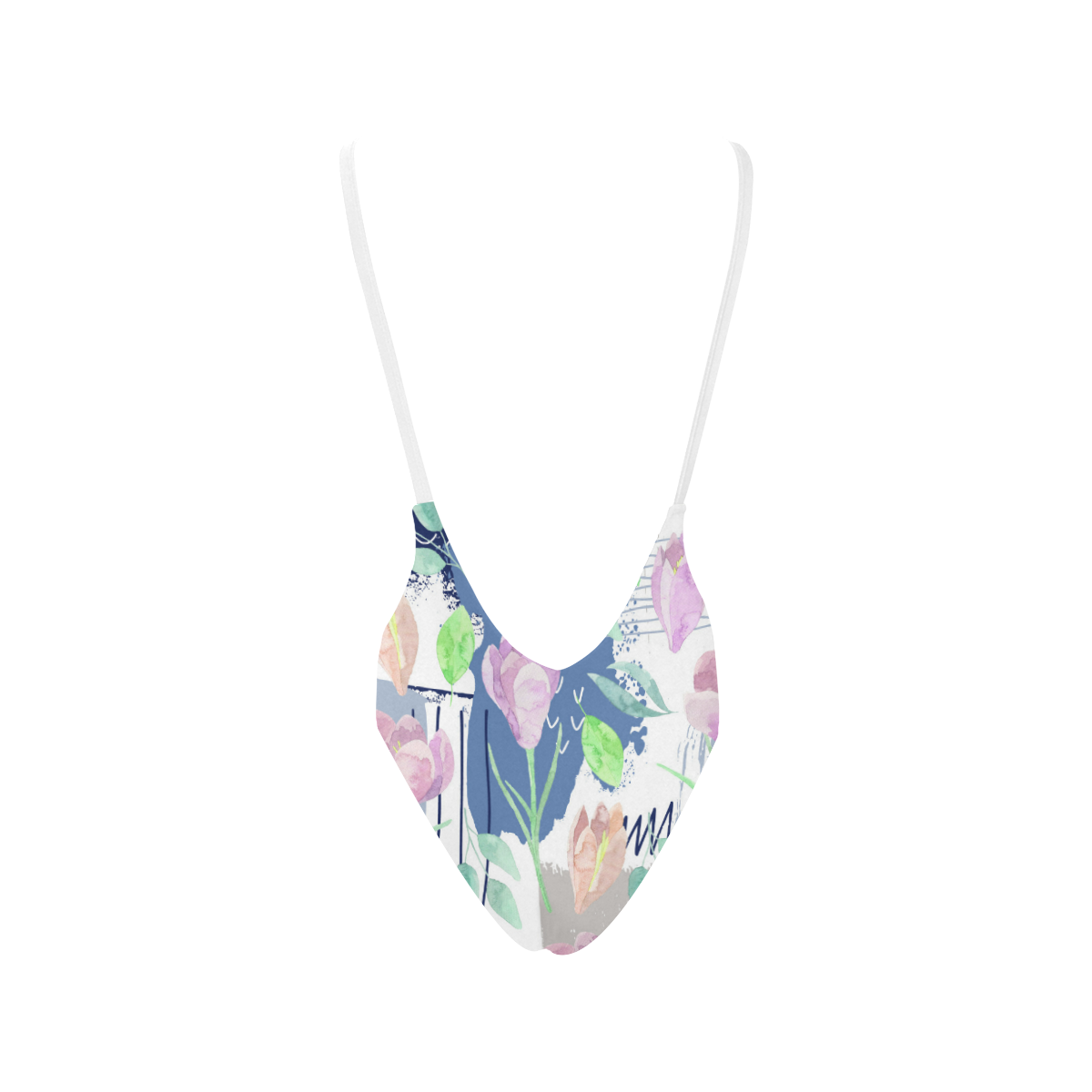 Flower pattern c Sexy Low Back One-Piece Swimsuit (Model S09)