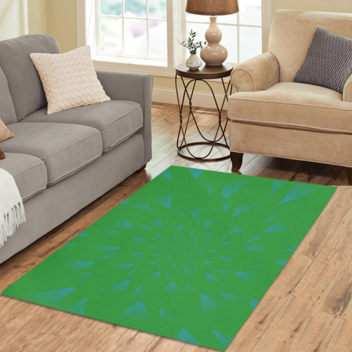 Blue traces on green Area Rug 5'3''x4'
