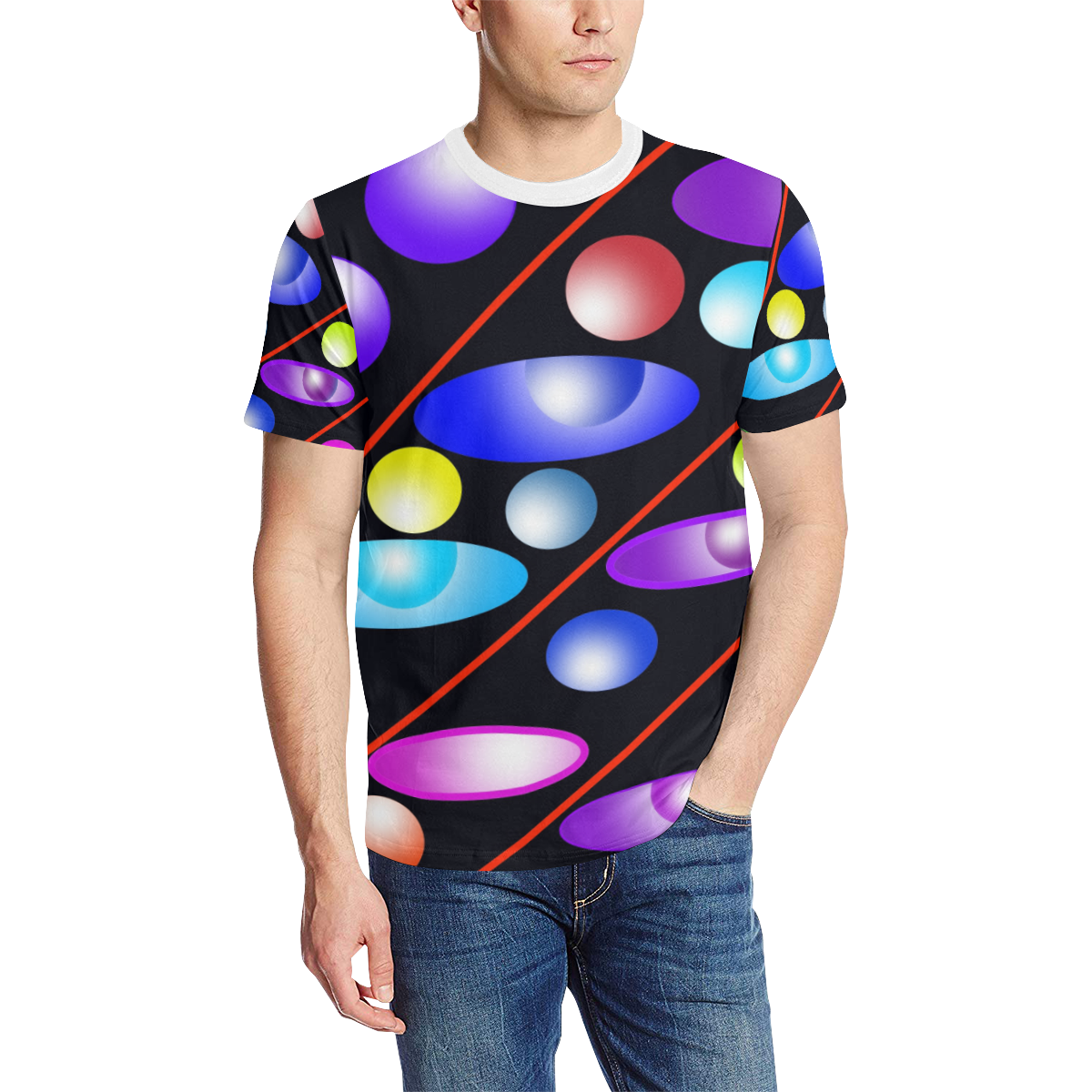 Sweet Dreams Men's All Over Print T-Shirt (Solid Color Neck) (Model T63)