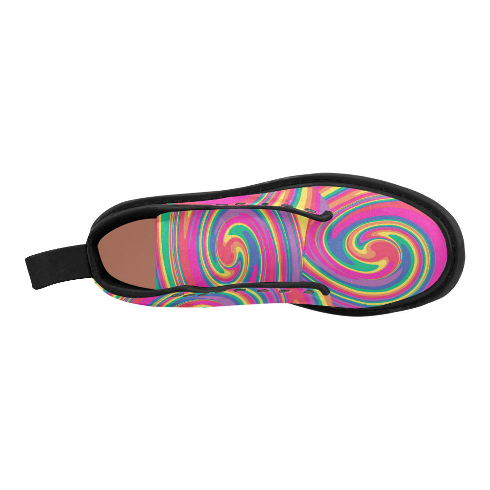 Rainbow Swirl boots Martin Boots for Women (Black) (Model 1203H)