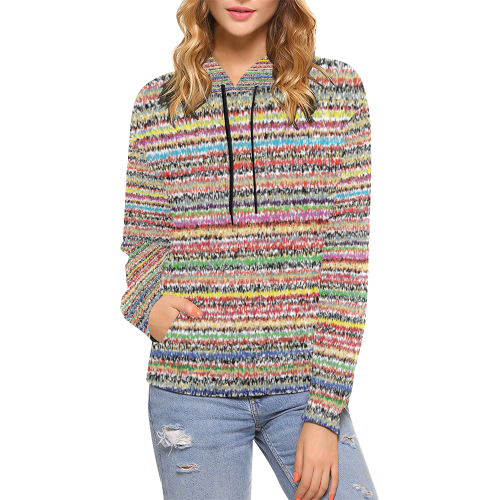 Patterns of colorful lines All Over Print Hoodie for Women (USA Size) (Model H13)