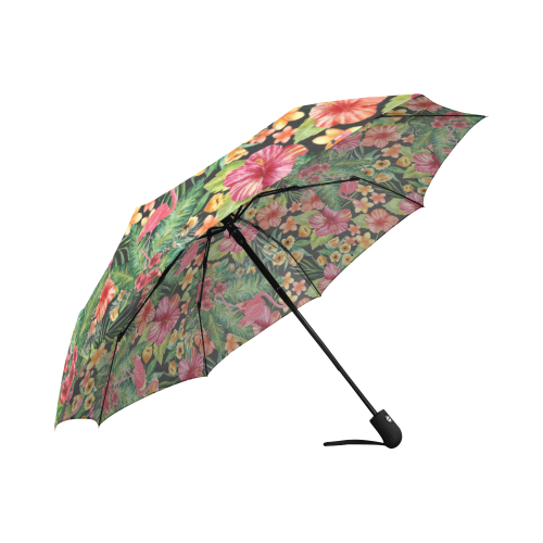 Tropical Flamingo Flowers Auto-Foldable Umbrella (Model U04)