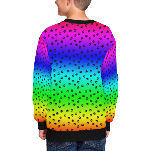 rainbow with black paws Kids' All Over Print Sweatshirt (Model H37)