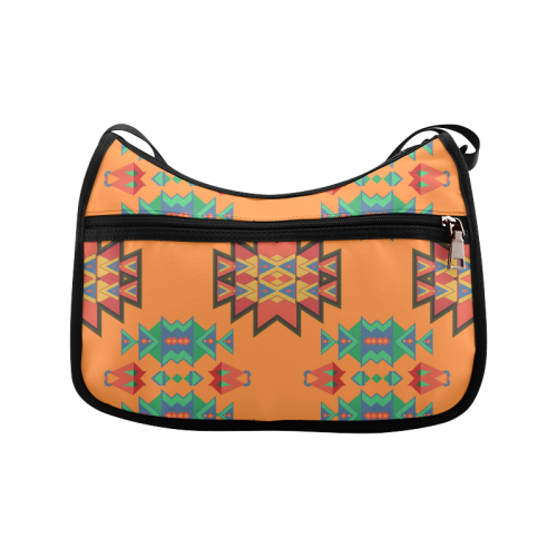 Misc shapes on an orange background Crossbody Bags (Model 1616)
