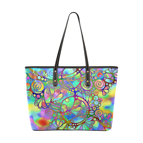 Sketching Art - Power Ornaments 2 Chic Leather Tote Bag (Model 1709)