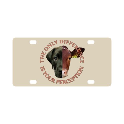 Vegan Cow and Dog Design with Slogan Classic License Plate
