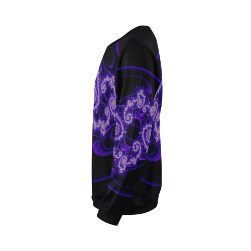 Delicate Purple Blue White Lace Fractal Abstract All Over Print Crewneck Sweatshirt for Men/Large (Model H18)