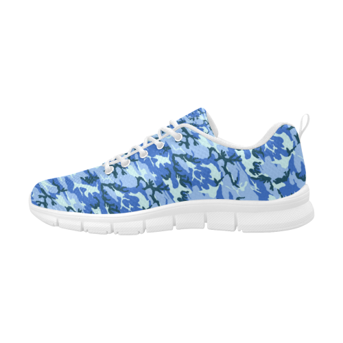 Woodland Blue Camouflage Women's Breathable Running Shoes/Large (Model 055)