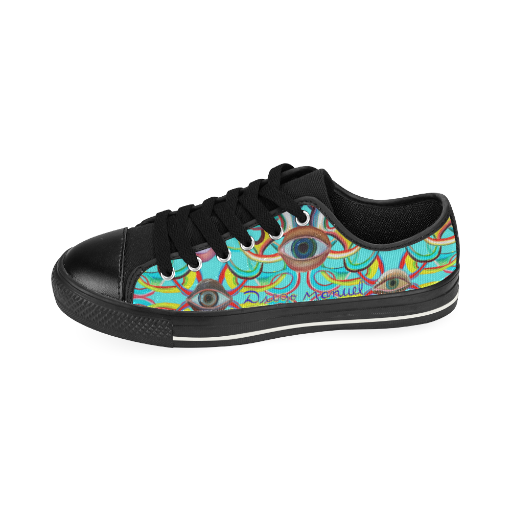 Graffiti-ojos-5 Low Top Canvas Shoes for Kid (Model 018)