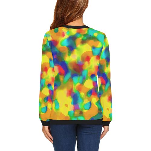 Colorful watercolors texture All Over Print Crewneck Sweatshirt for Women (Model H18)