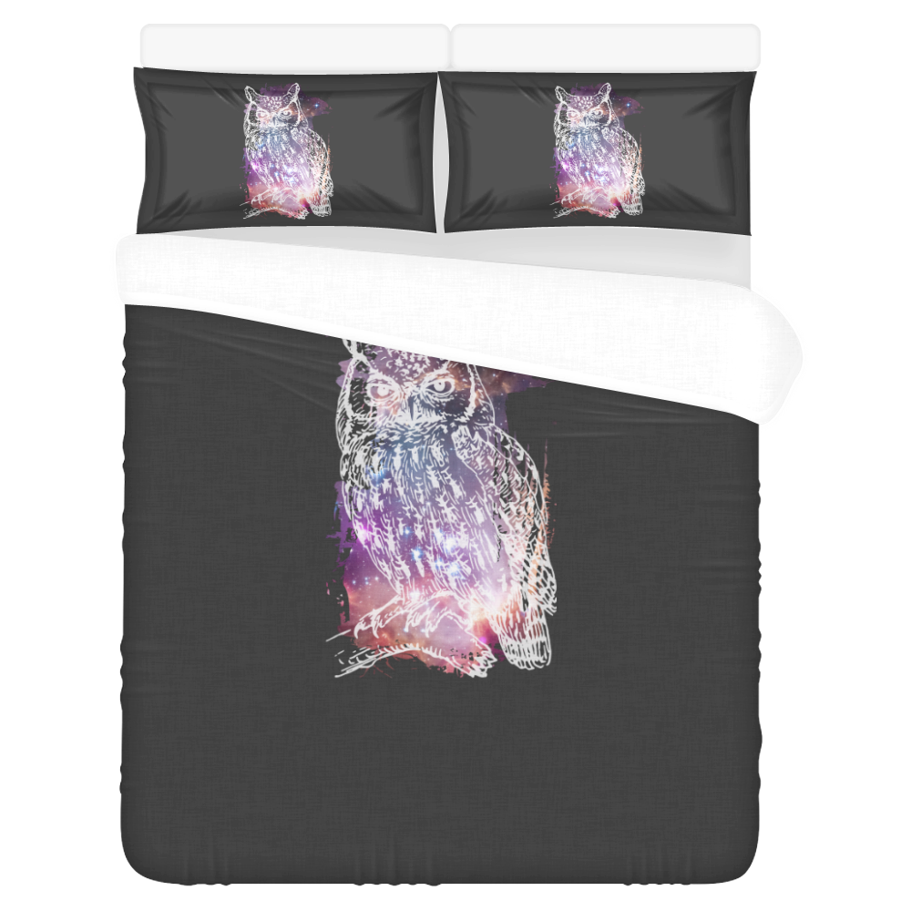 Cosmic Owl - Galaxy - Hipster 3-Piece Bedding Set