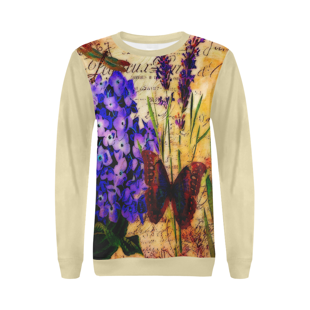 Bright botanical All Over Print Crewneck Sweatshirt for Women (Model H18)