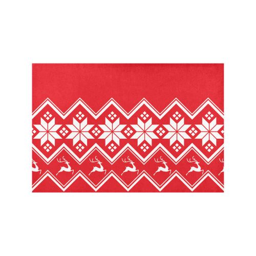 Christmas Reindeer Snowflake Red Placemat 12''x18''
