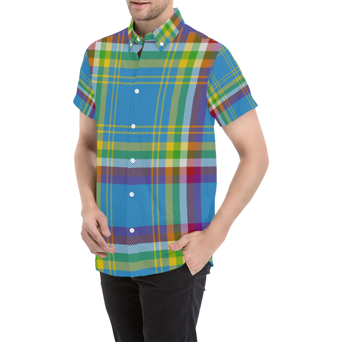 Yukon Tartan Men's All Over Print Short Sleeve Shirt/Large Size (Model T53)