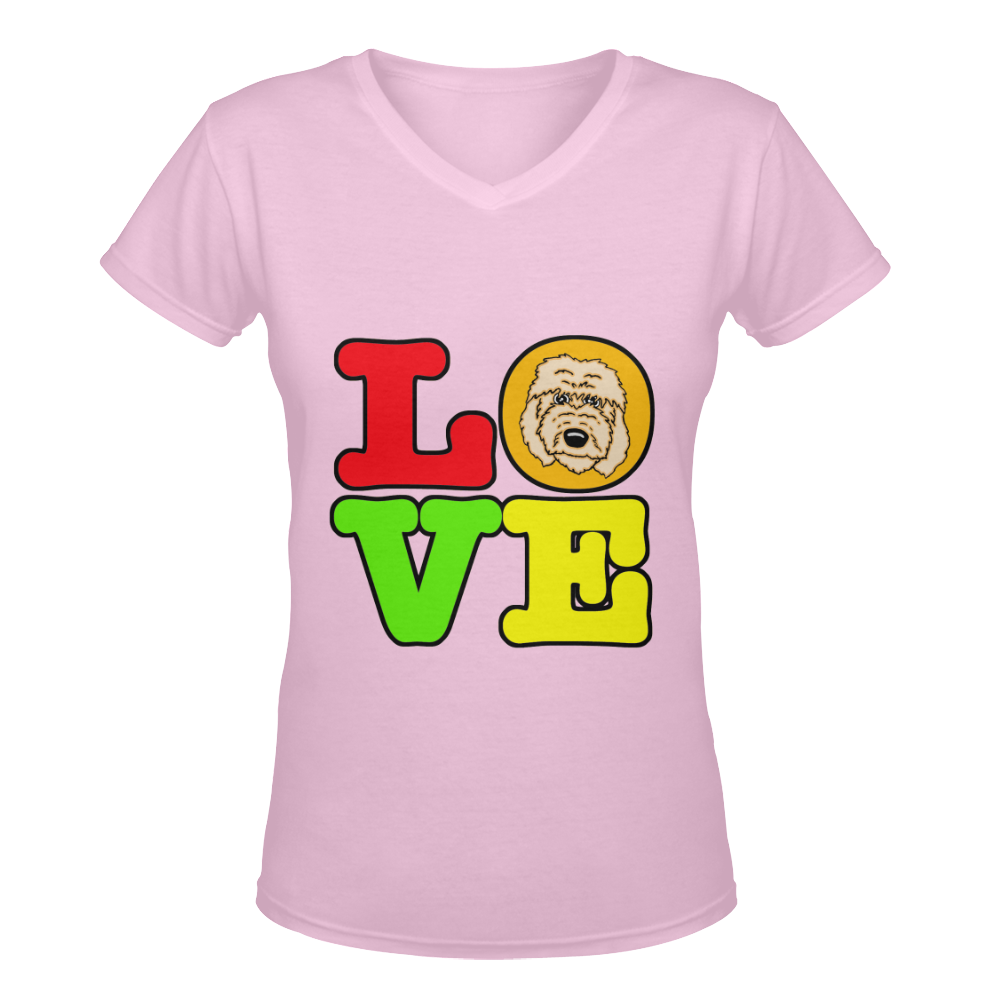 LOVE (rainbow) Women's Deep V-neck T-shirt (Model T19)