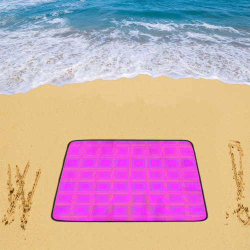 Pink golden multicolored multiple squares Beach Mat 78"x 60"