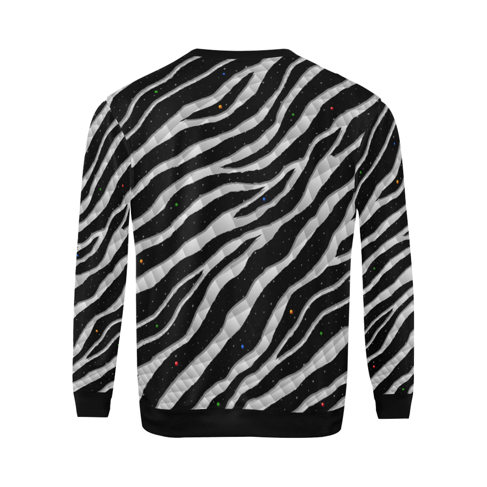 Ripped SpaceTime Stripes - White All Over Print Crewneck Sweatshirt for Men/Large (Model H18)