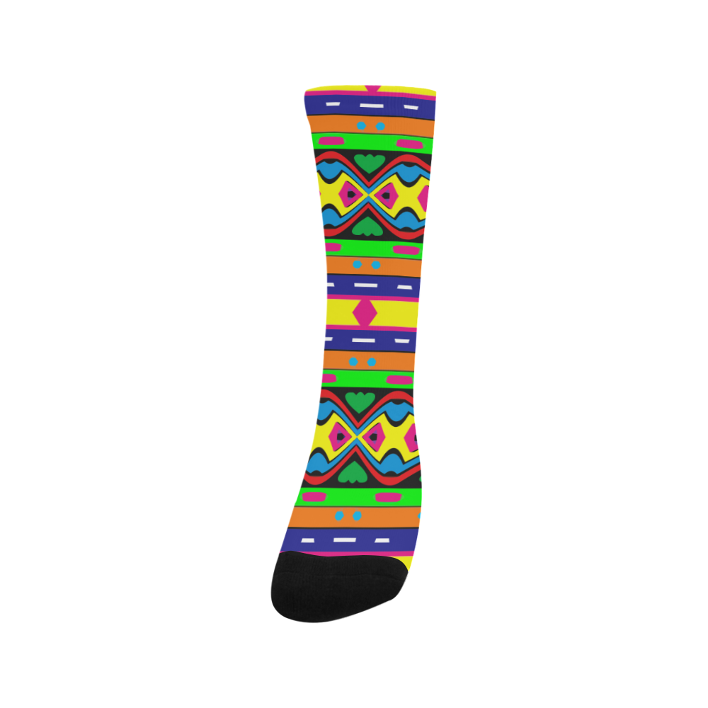 Distorted colorful shapes and stripes Trouser Socks