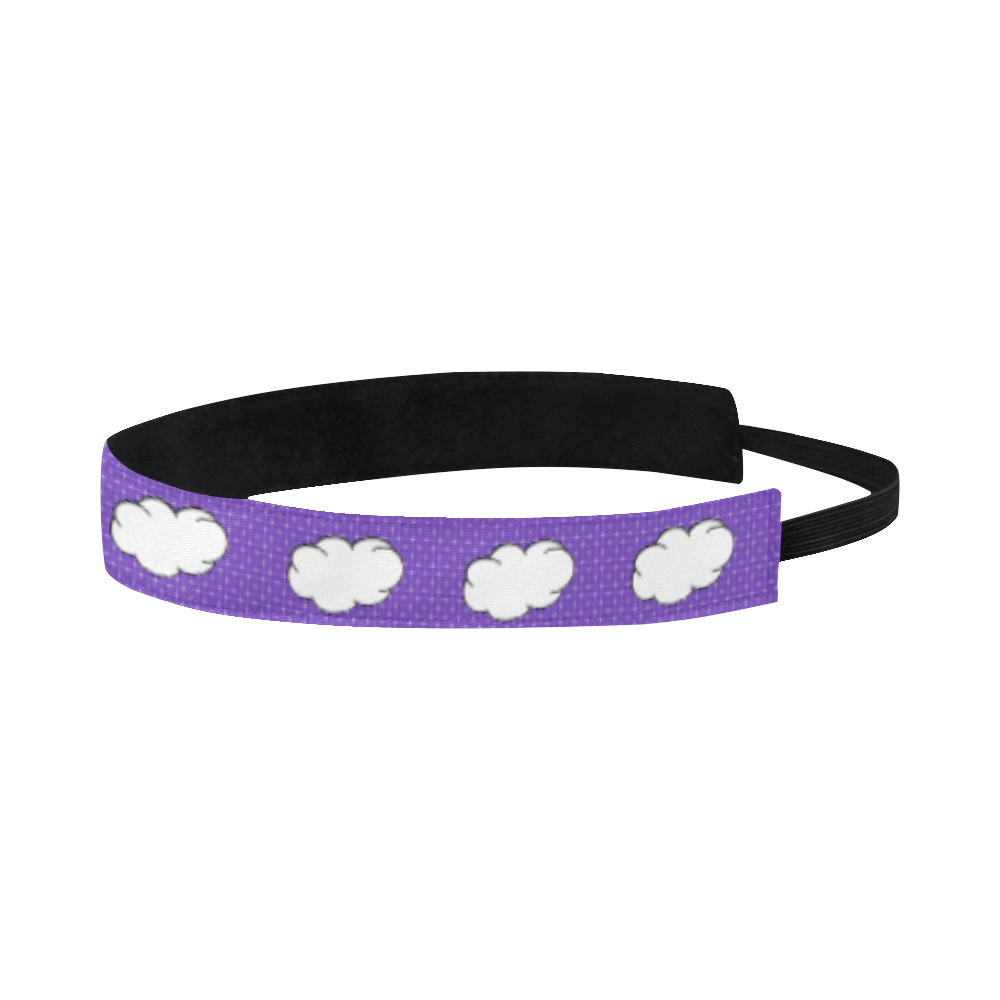 Clouds with Polka Dots on Purple Sports Headband