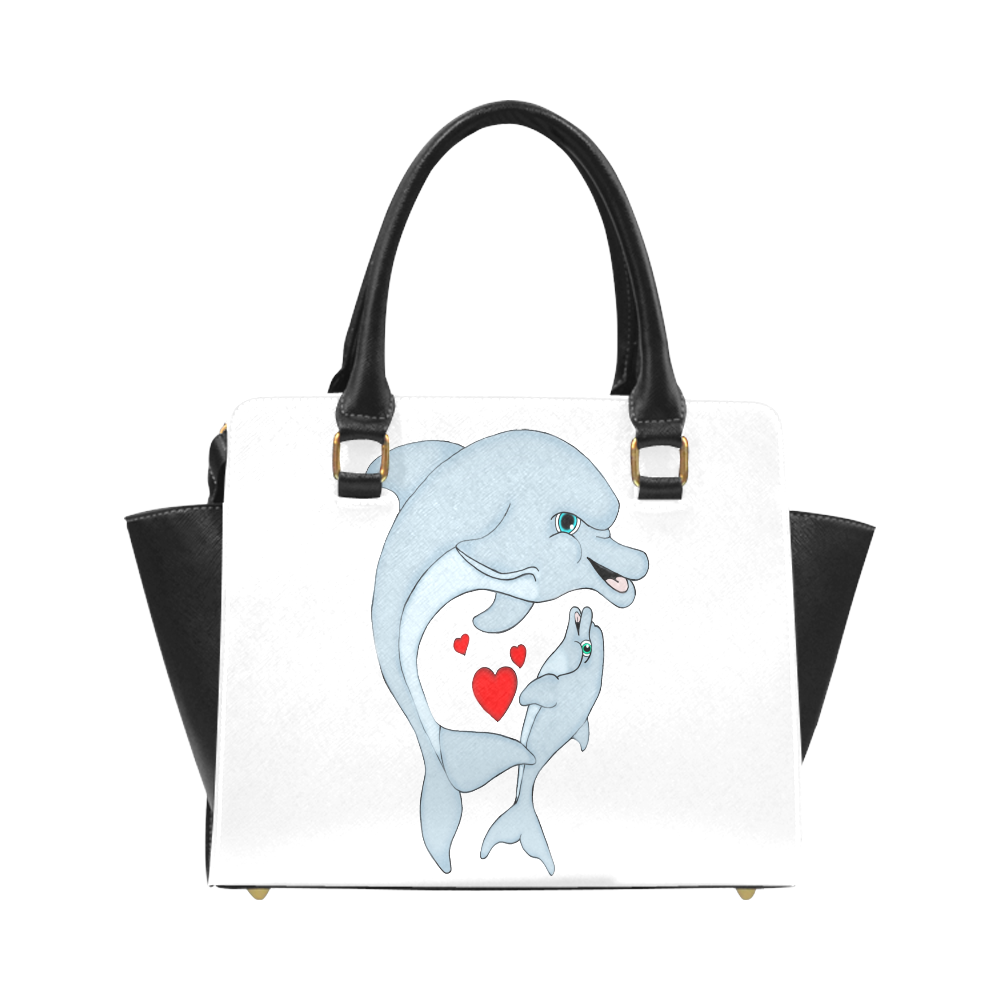 Dolphin Love White Classic Shoulder Handbag (Model 1653)