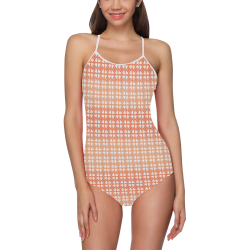 Living Coral Hearts Pattern Strap Swimsuit ( Model S05)