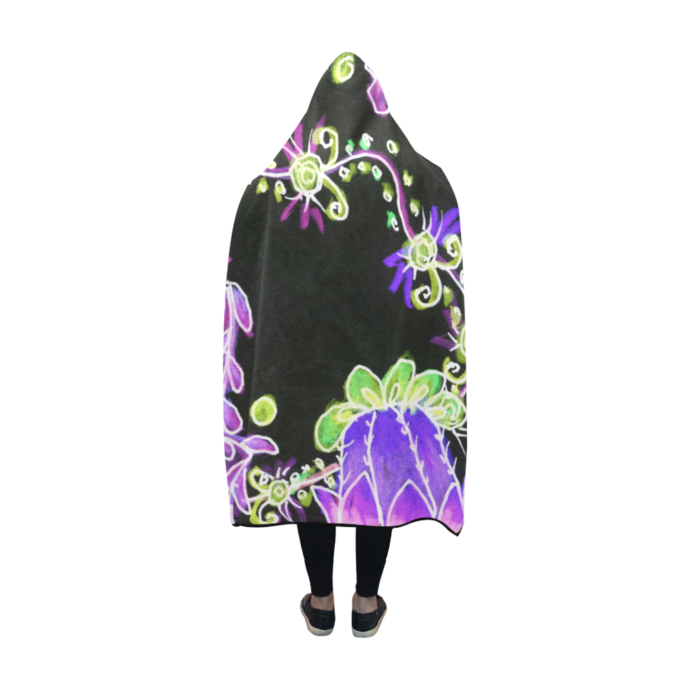 Psychedelic Irish Garden Queen's Crown Night Hooded Blanket 60''x50''