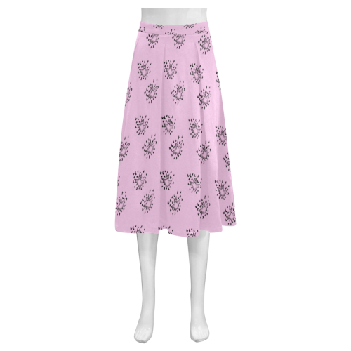 zodiac bat pink Mnemosyne Women's Crepe Skirt (Model D16)