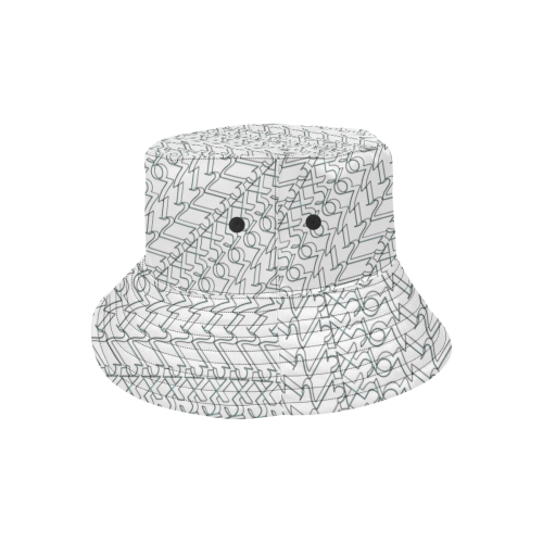 NUMBERS Collection 1234567 White/Outlined All Over Print Bucket Hat